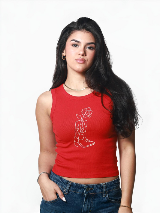 GIRL DANGEROUS - Boot and Rose Tank - 