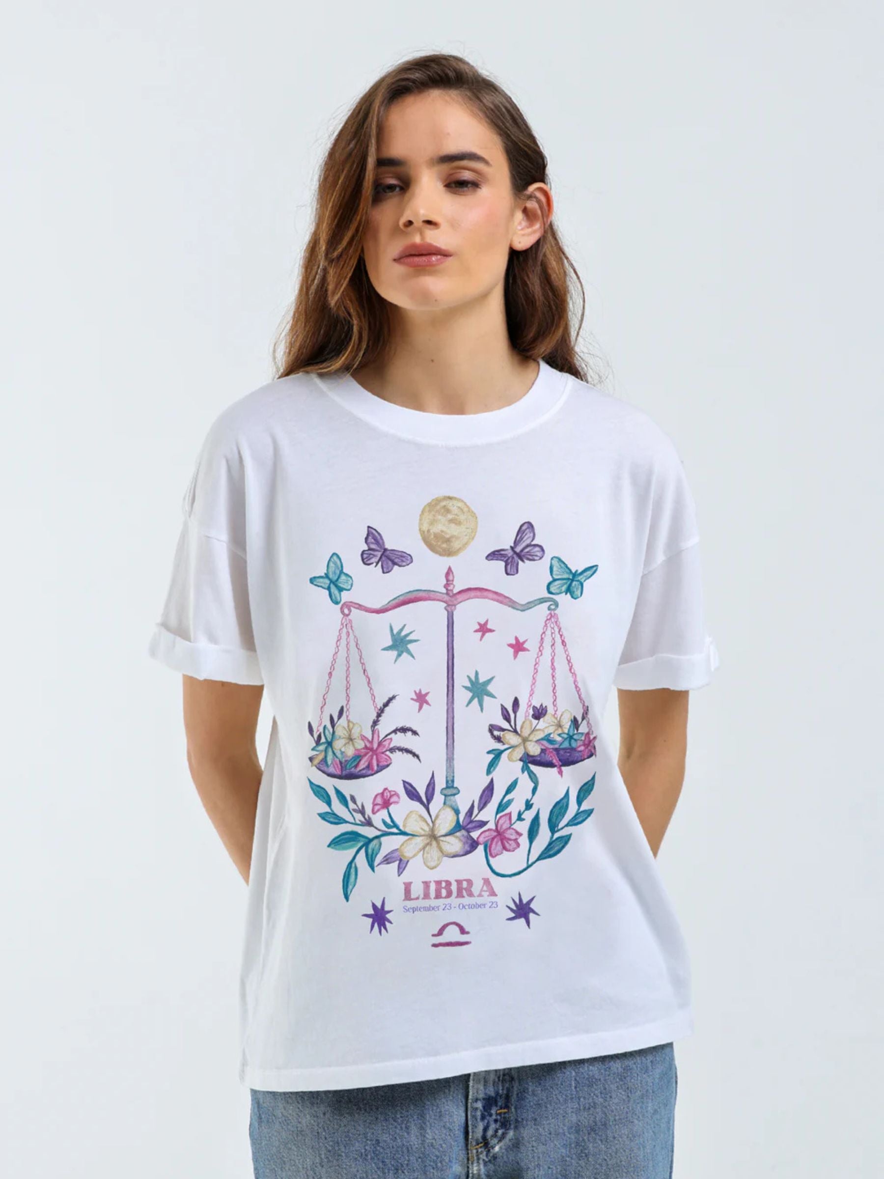 GIRL DANGEROUS - Libra Zodiac Boyfriend T-Shirt - 