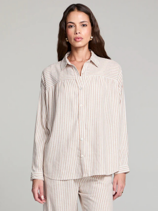 SALTWATER LUXE-Isadora Stripe Shirt-Almond