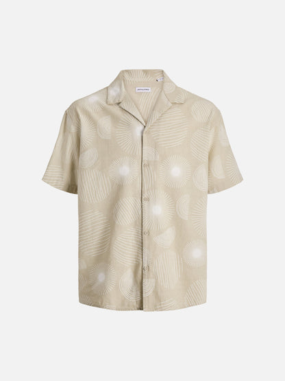 JACK JONES - Abstract Print Shortsleeve Resort Shirt - Cloud Dancer