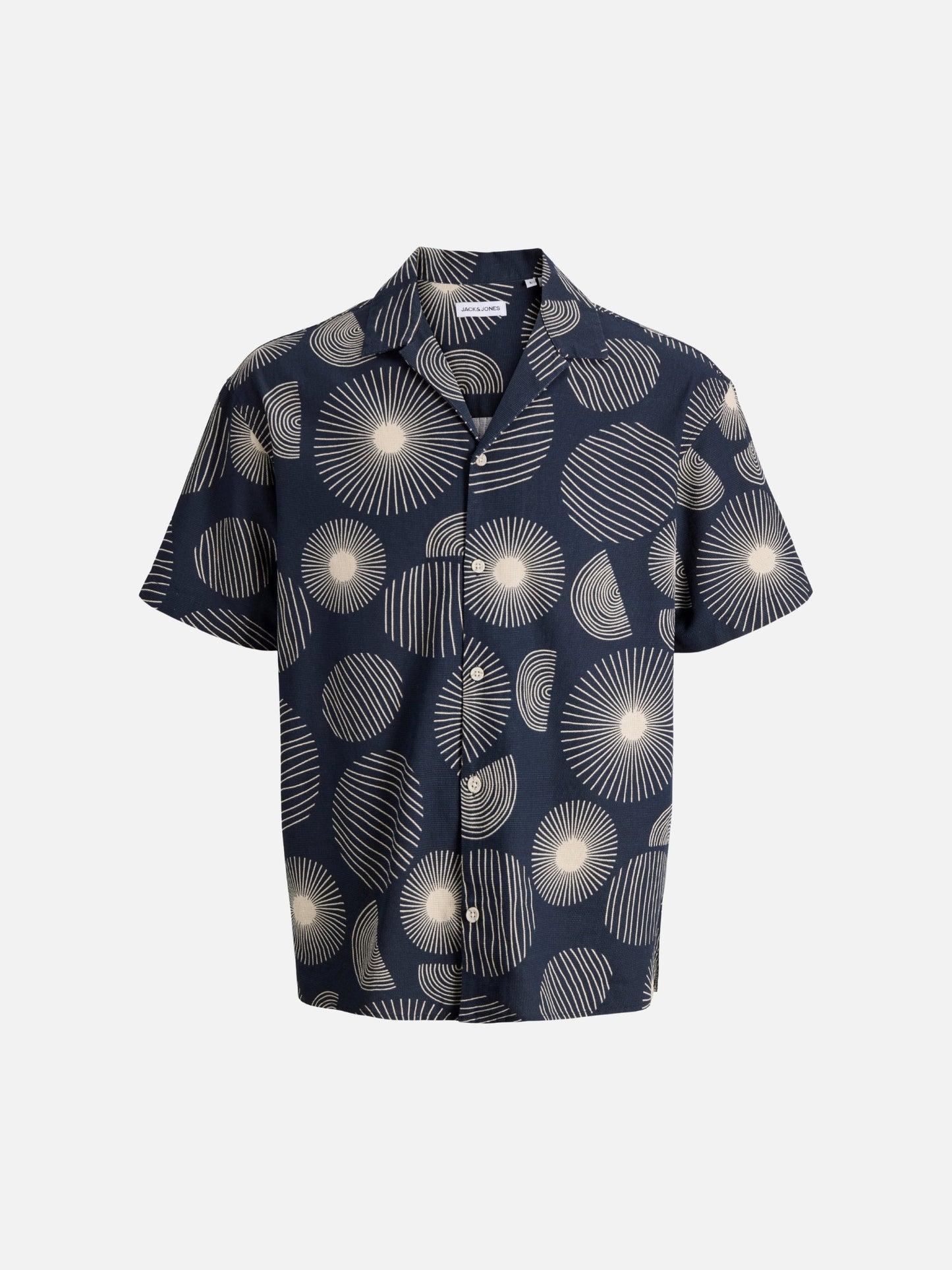 JACK JONES - Abstract Print Shortsleeve Resort Shirt - Navy Blazer