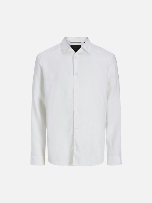 JACK & JONES - Premium Lawrence Linen Longsleeve Shirt - Bright White