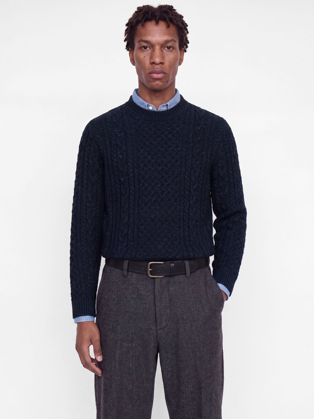 JACK & JONES - Premium Callum Cable Knit Crewneck Sweater - 