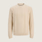JACK & JONES - Premium Callum Cable Knit Crewneck Sweater - Parchment Melange