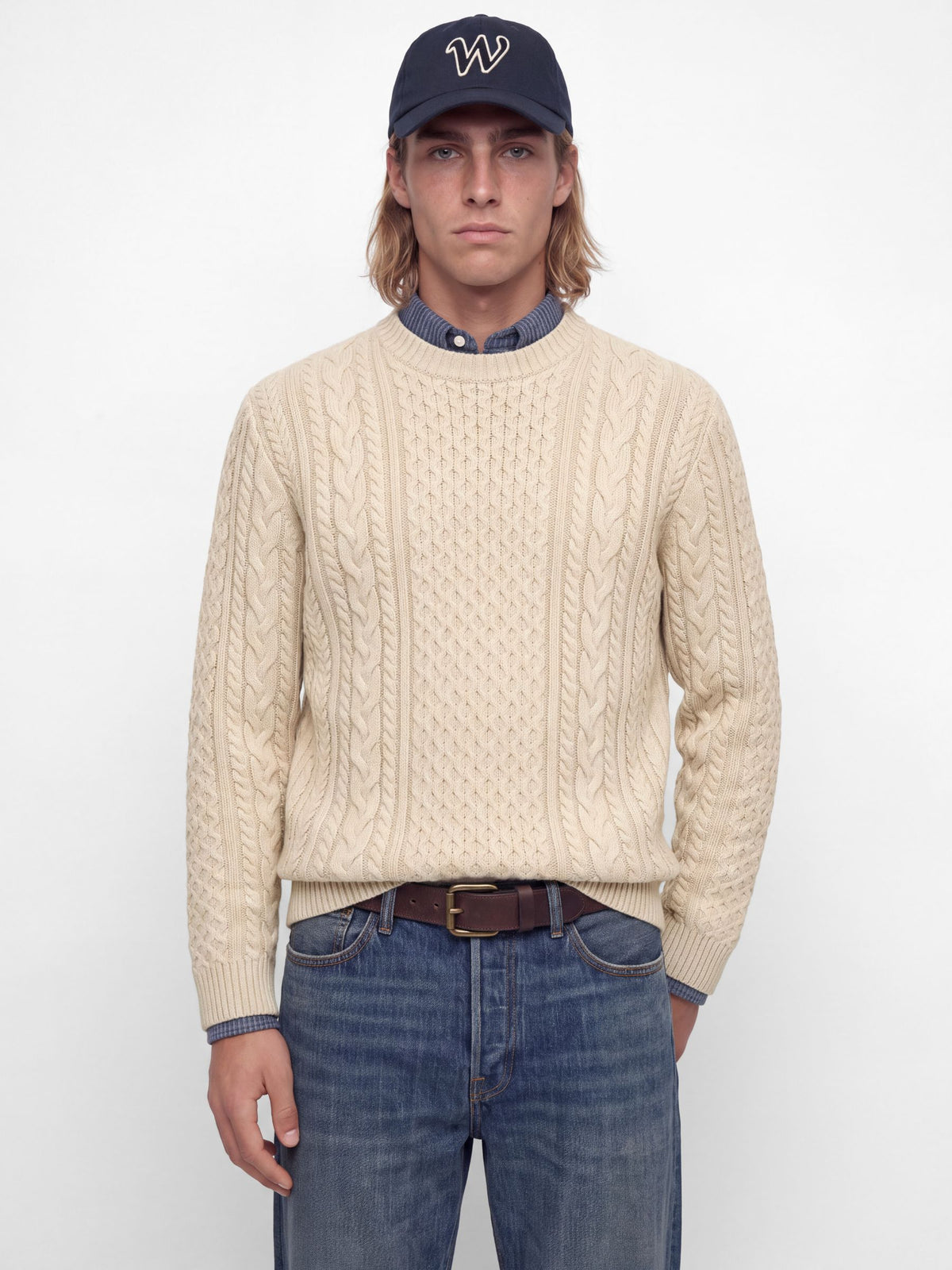 JACK & JONES - Premium Callum Cable Knit Crewneck Sweater - 