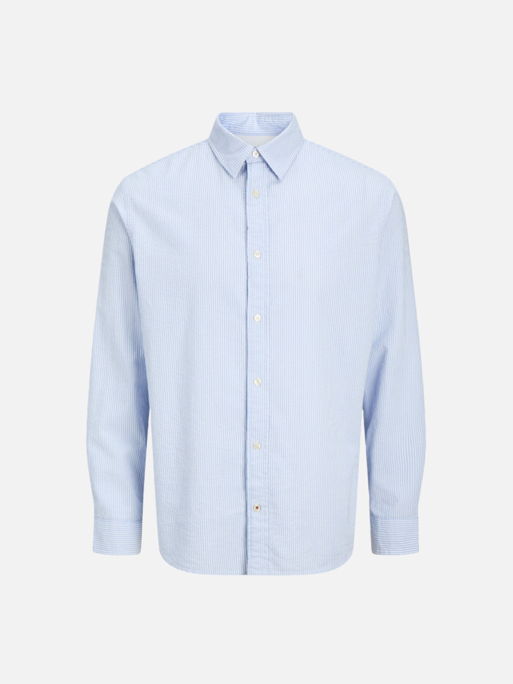 JACK & JONES - Premium Isaac Seersucker Longsleeve Shirt - Chambray Blue