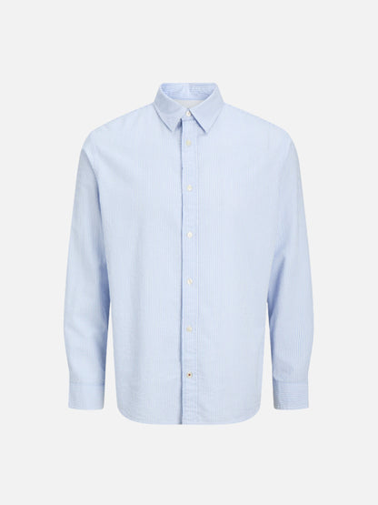 JACK & JONES - Premium Isaac Seersucker Longsleeve Shirt - Chambray Blue