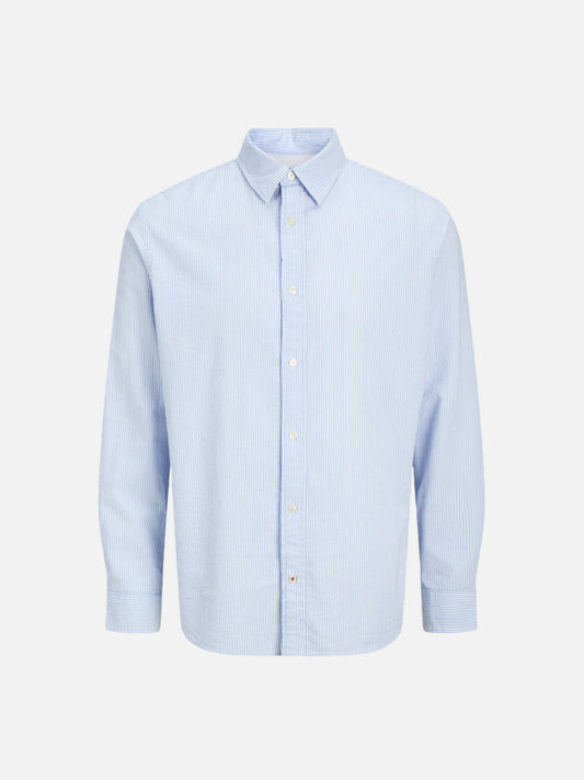 JACK & JONES - Premium Isaac Seersucker Longsleeve Shirt - Chambray Blue