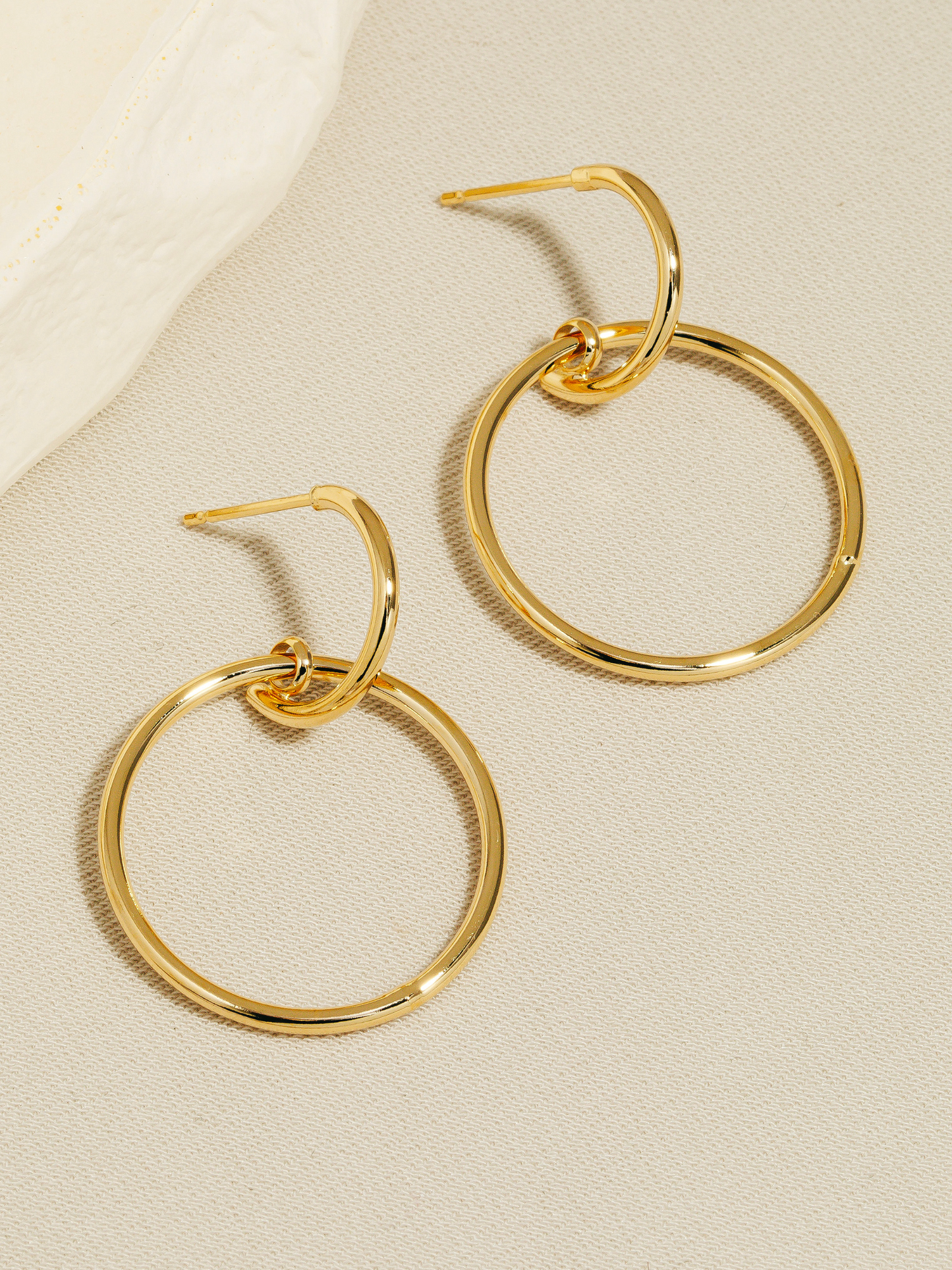 JEM - Round Hoop Stud Earrings - Gold