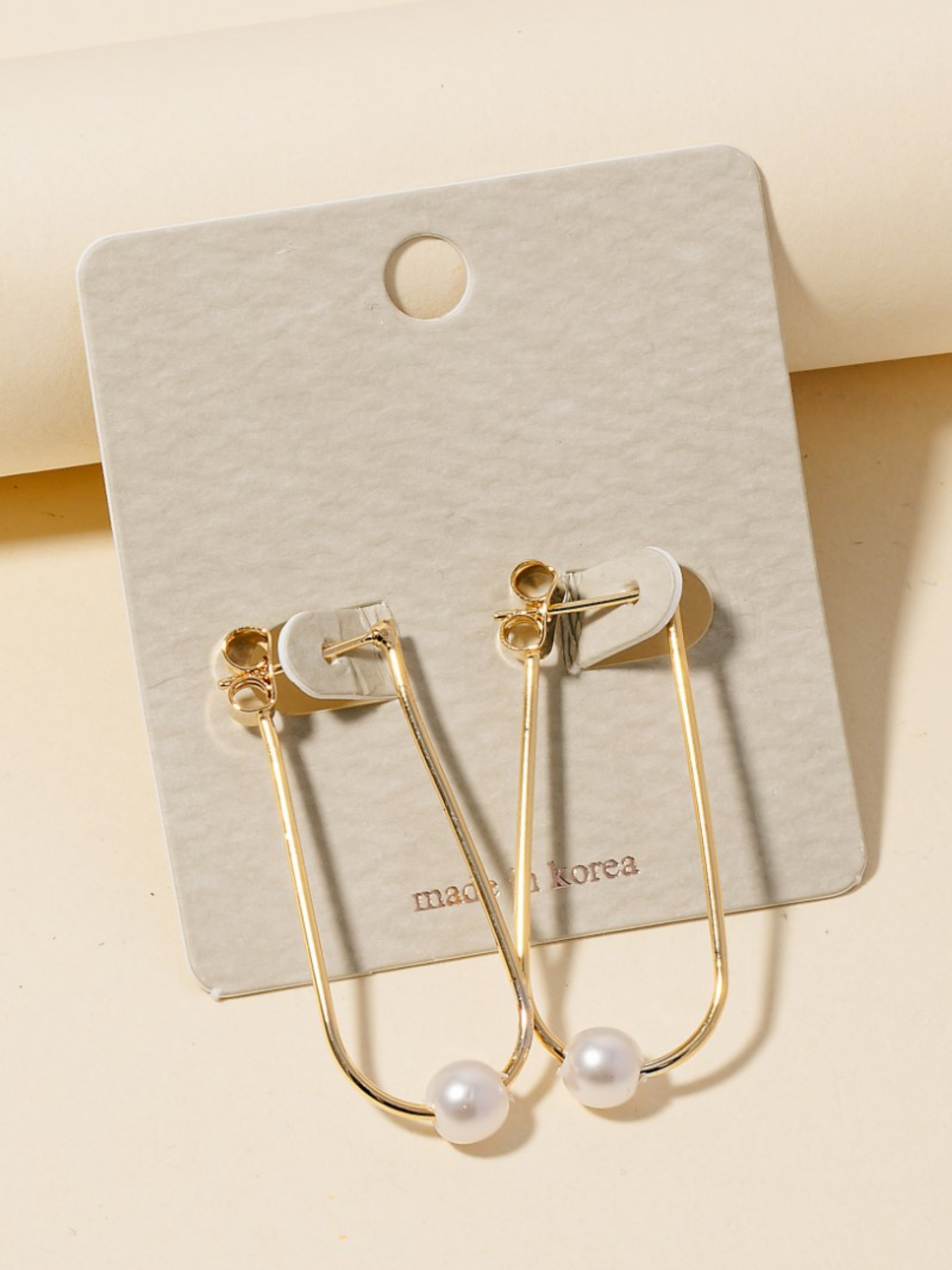 JEM - Pearl Oval Hoop Earrings - 
