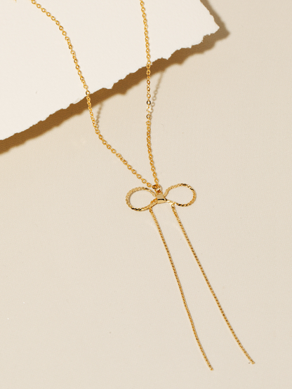 JEM - Chain Ribbon Bow Necklace - Gold