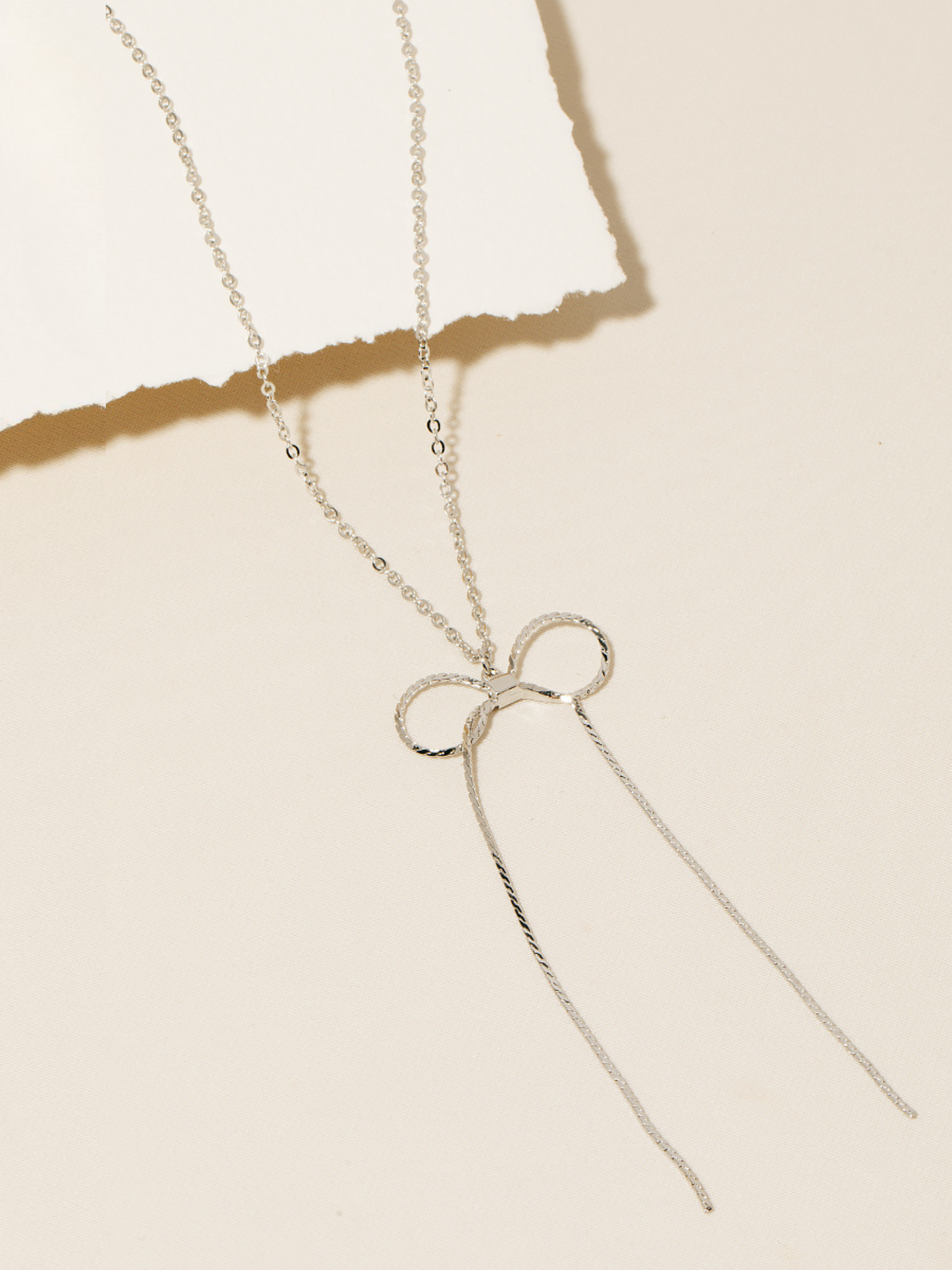 JEM - Chain Ribbon Bow Necklace - Silver