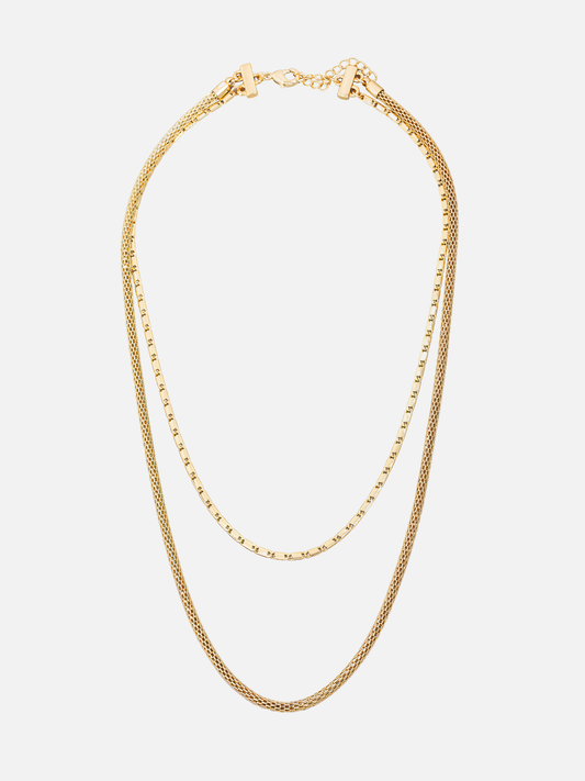 JEM - Round Mesh 2 Row Chain Necklace - 