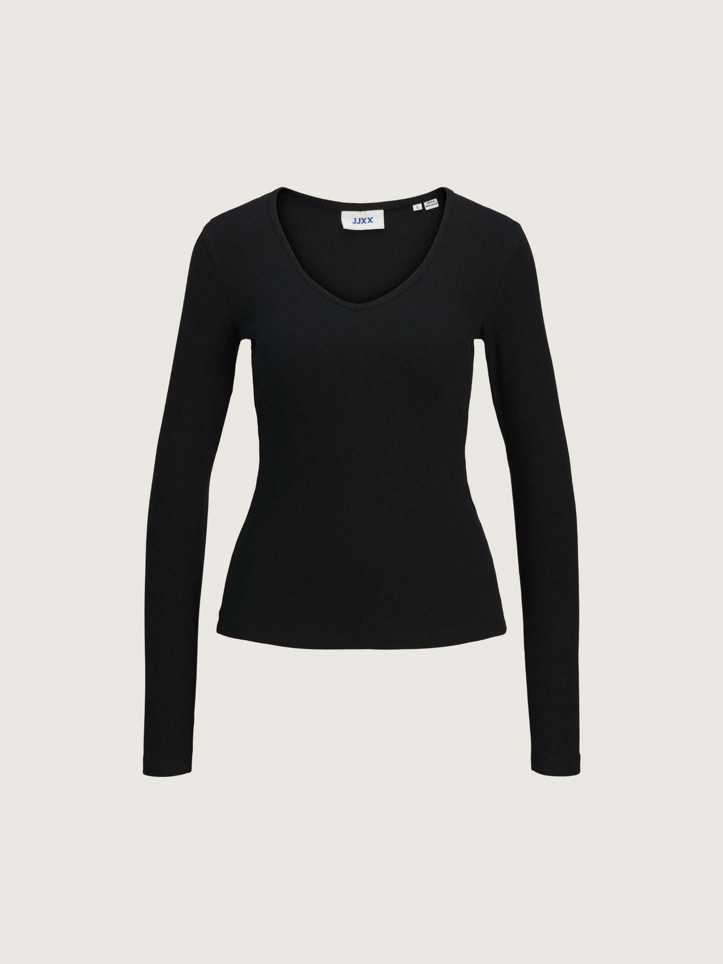 JJXX - Freya Rib Longsleeve V-neck T-Shirt - Black