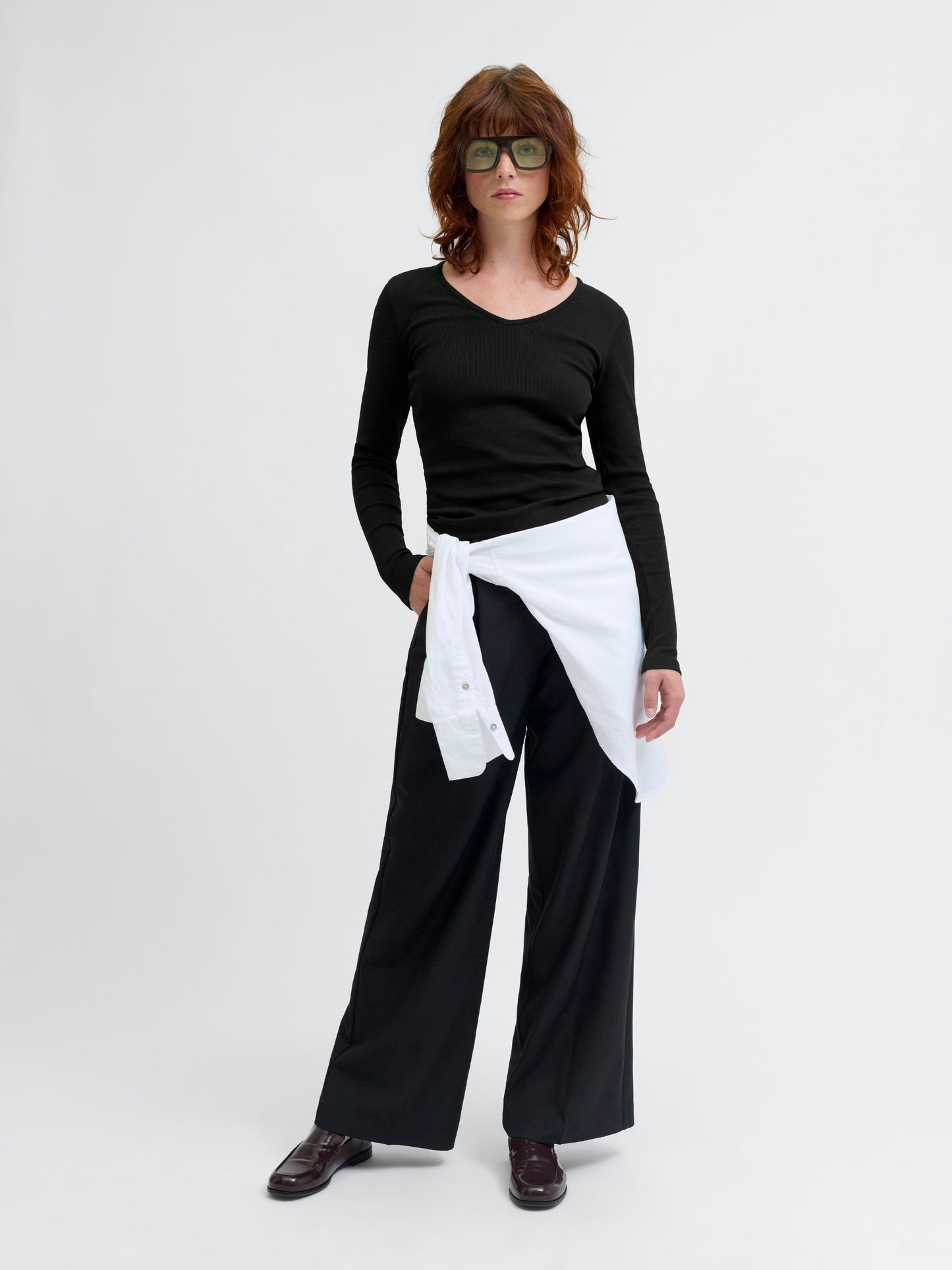 JJXX - Freya Rib Longsleeve V-neck T-Shirt - 