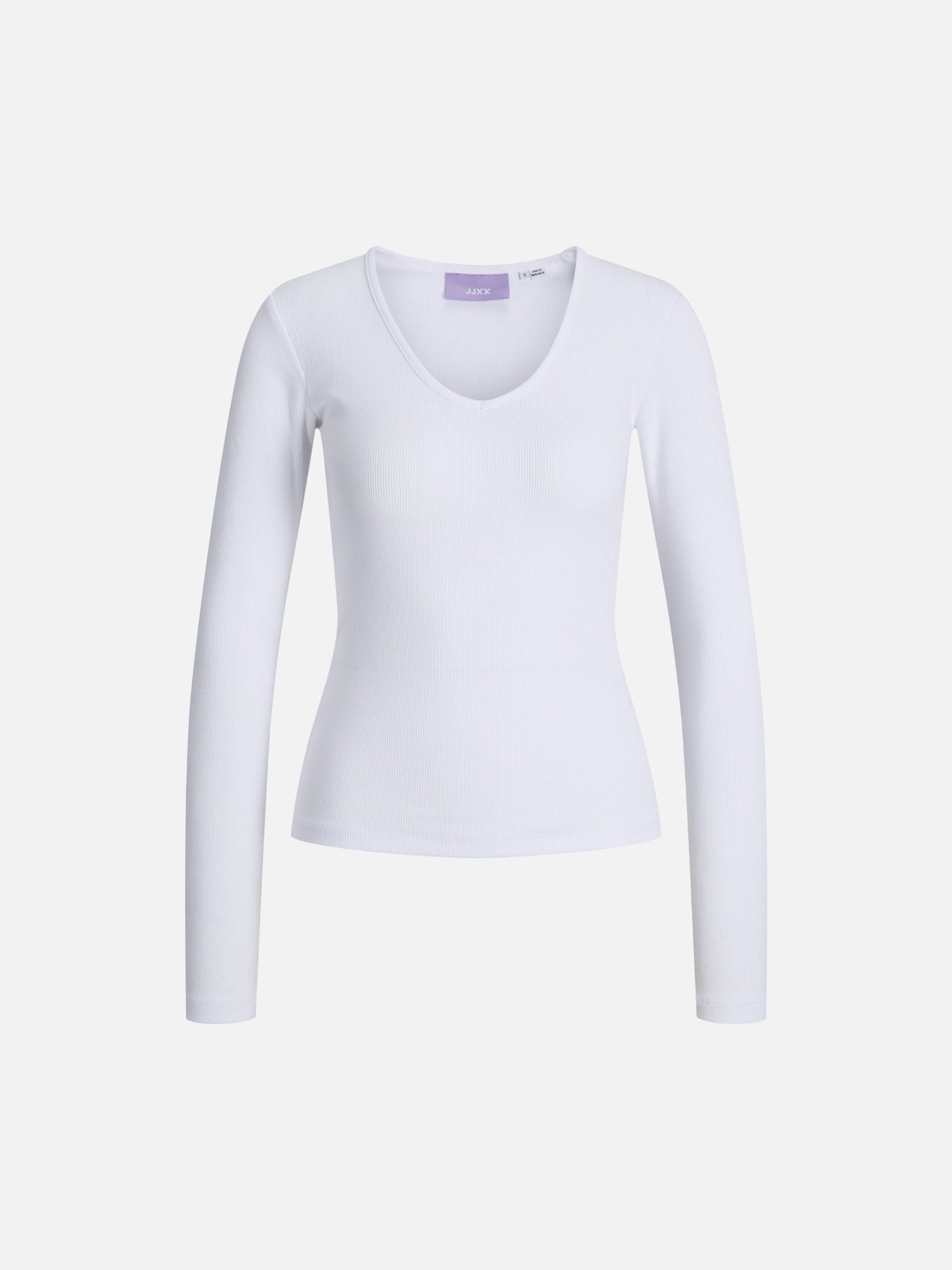 JJXX - Freya Rib Longsleeve V-neck T-Shirt - Bright White