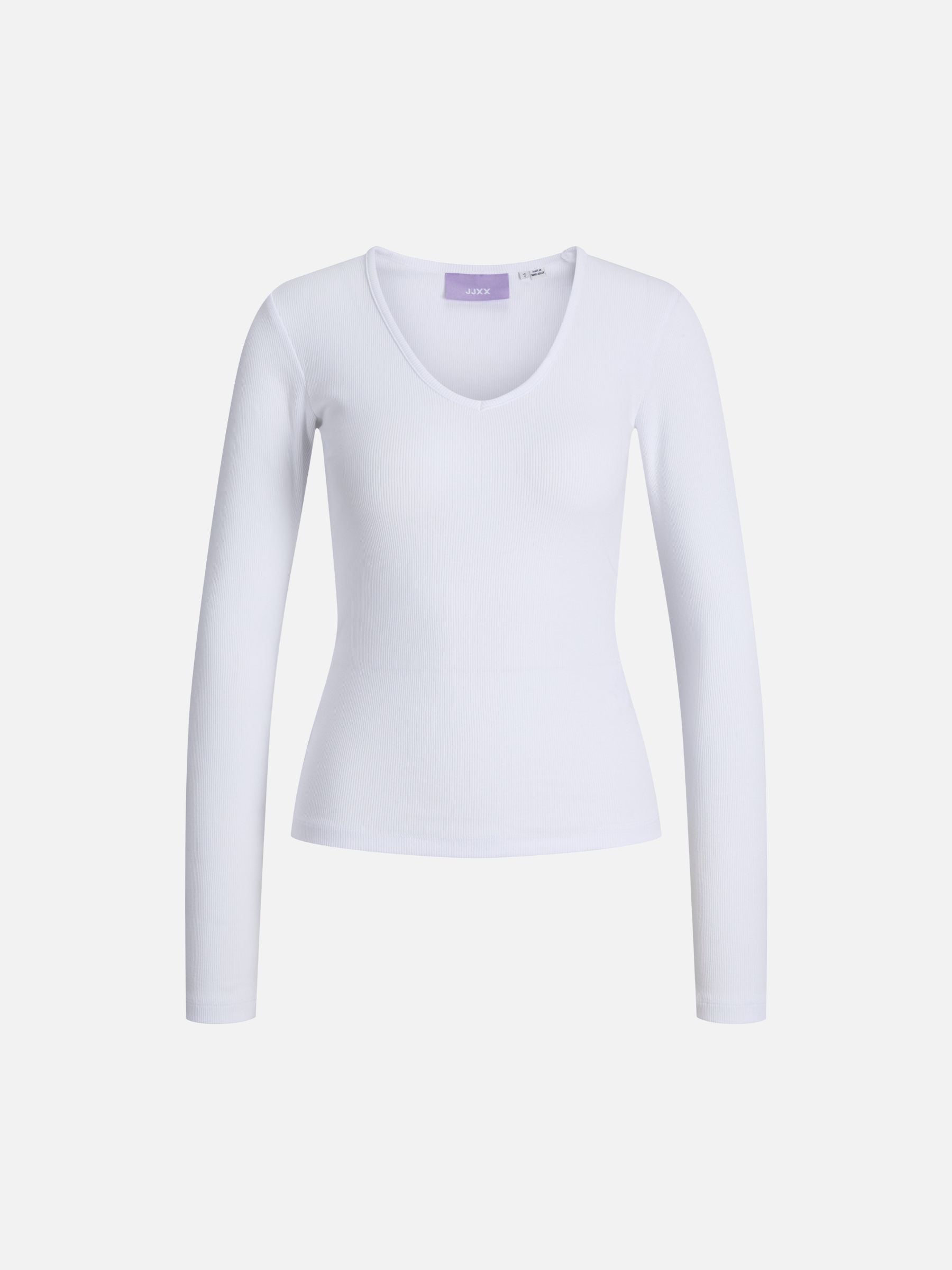 JJXX - Freya Rib Longsleeve V-neck T-Shirt - Bright White