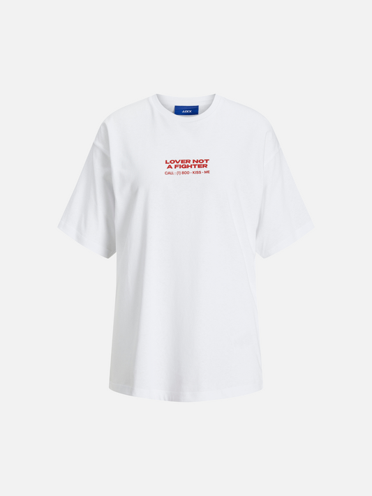 JJXX-Valentine Loose T-Shirt-Bright White / Racing Red