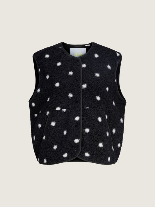 JJXX - Vera Teddy Vest - Black Dots Cloud Dancer