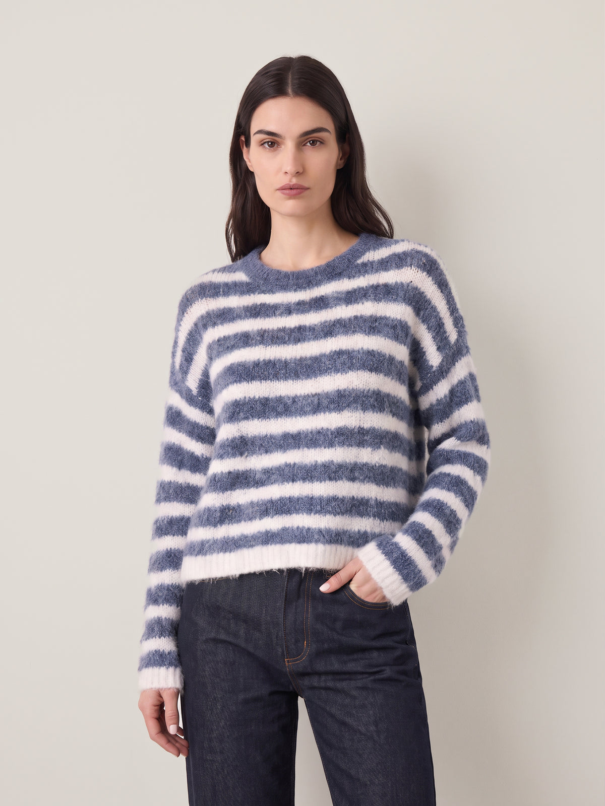 JOHN & JENN - Carmen Striped Crewneck Sweater - 