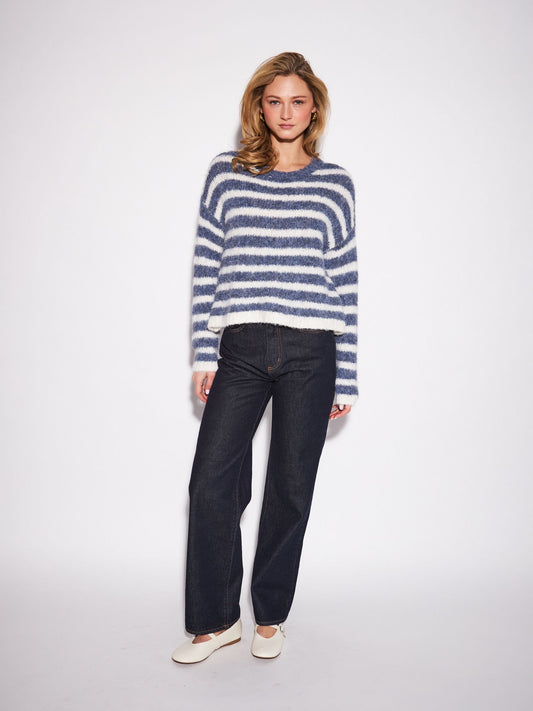 JOHN & JENN - Carmen Striped Crewneck Sweater - 