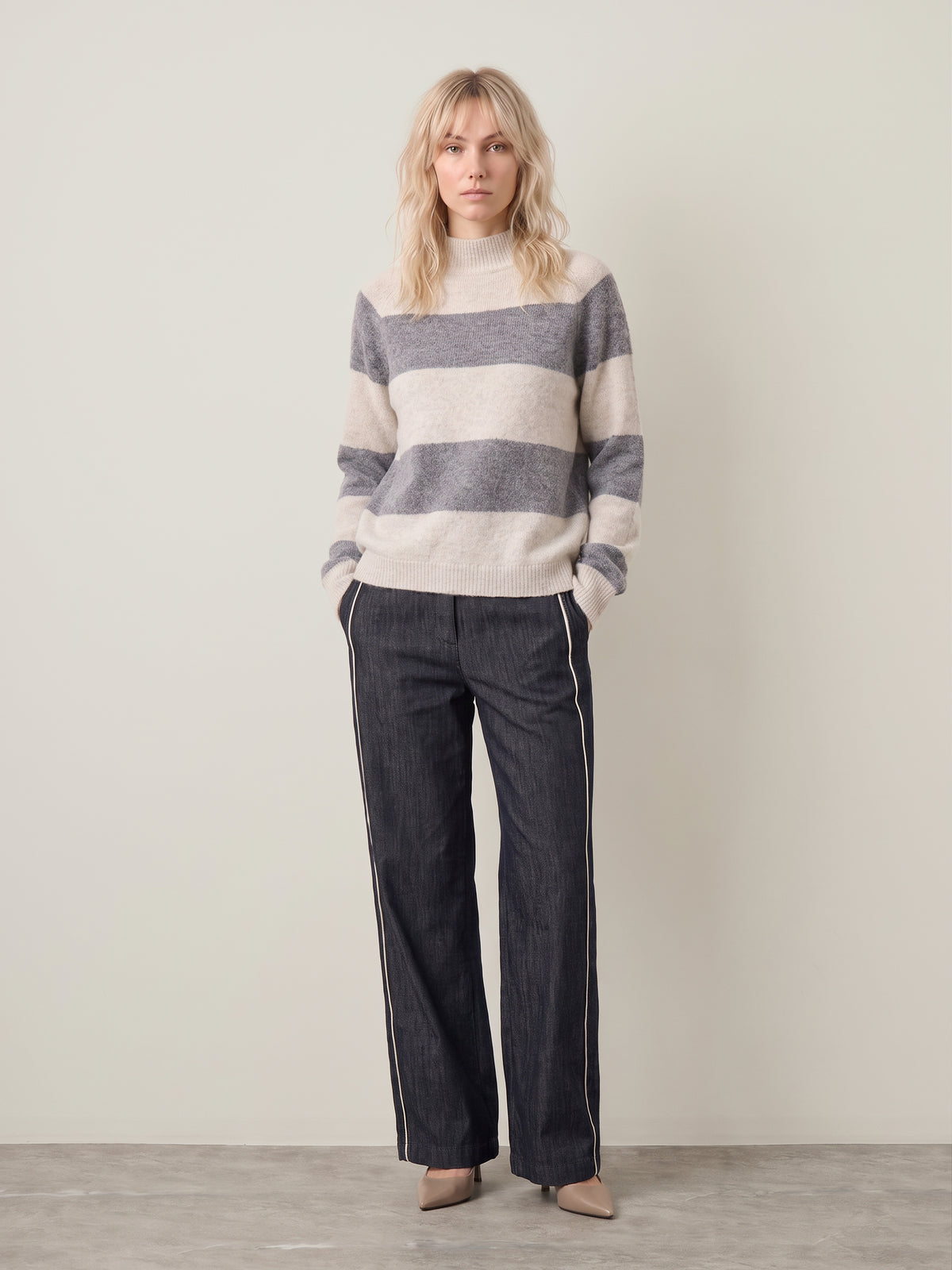 JOHN & JENN - Edison Stripe Mockneck Pullover Sweater - 