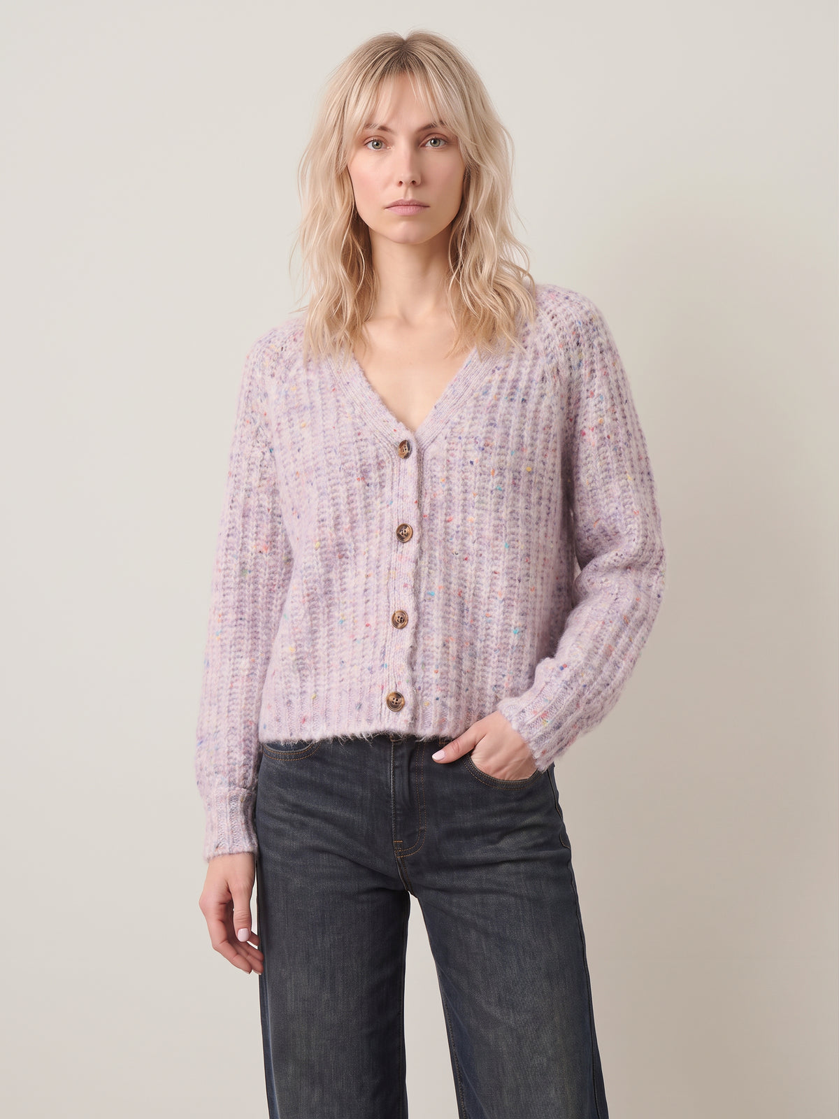 JOHN & JENN - Hawkins Marled V-neck Cardigan - 