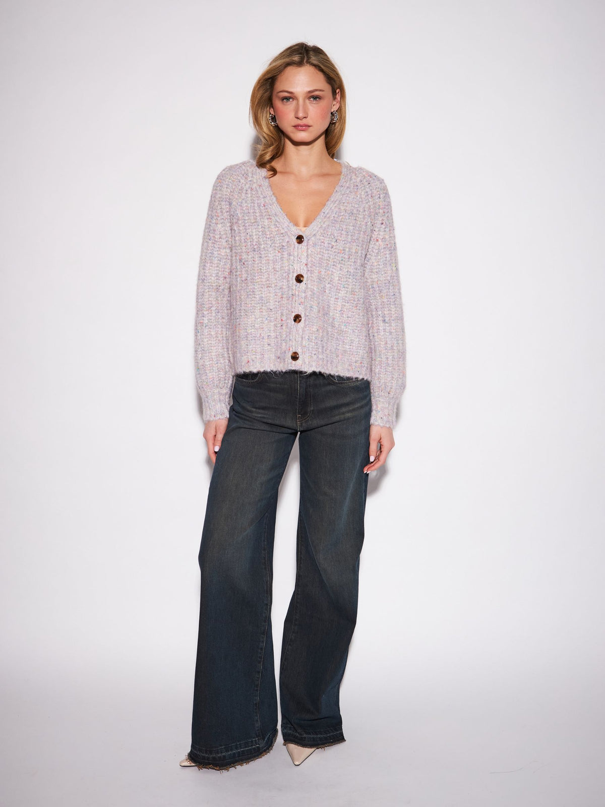 JOHN & JENN - Hawkins Marled V-neck Cardigan - 