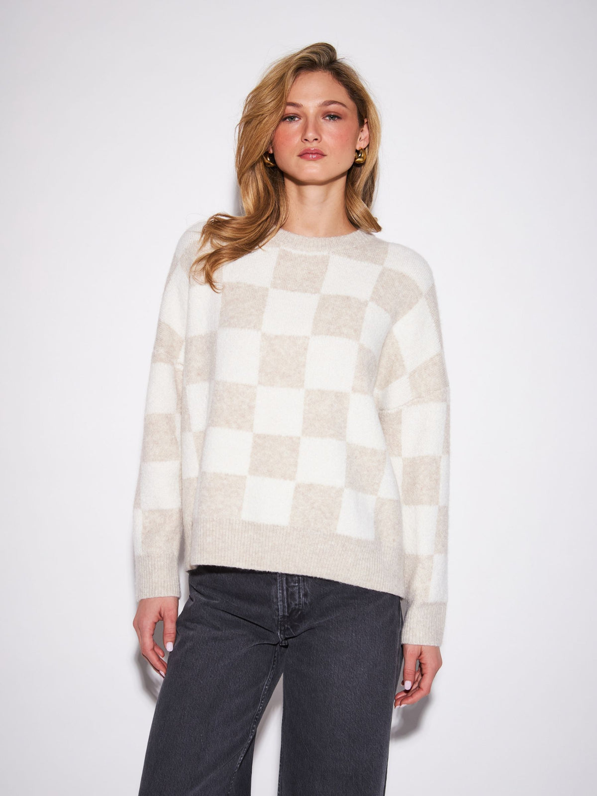 JOHN & JENN - Hugo Check Crewneck Sweater - 