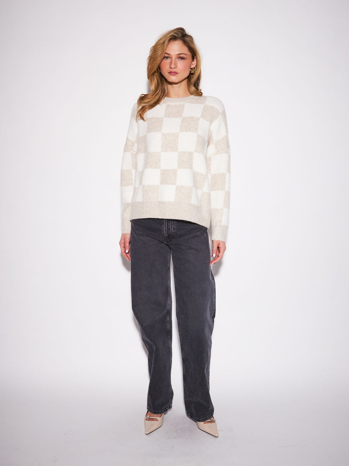 JOHN & JENN - Hugo Check Crewneck Sweater - 