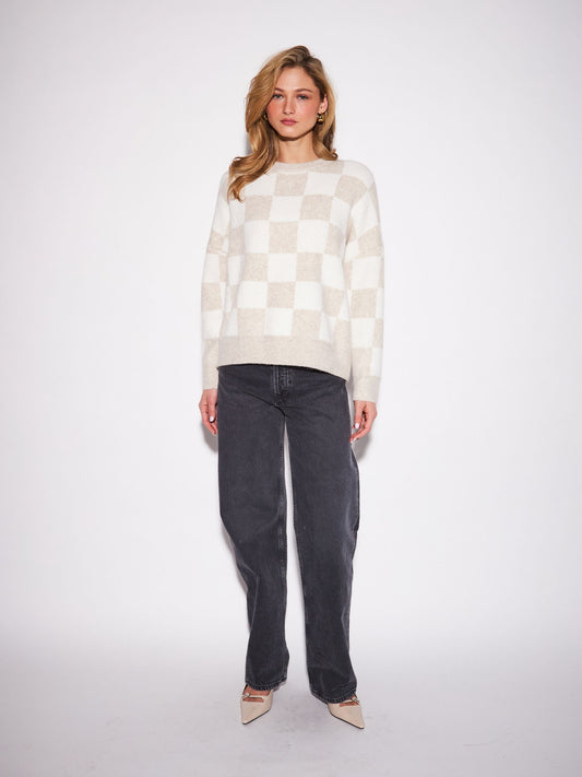 JOHN & JENN - Hugo Check Crewneck Sweater - 