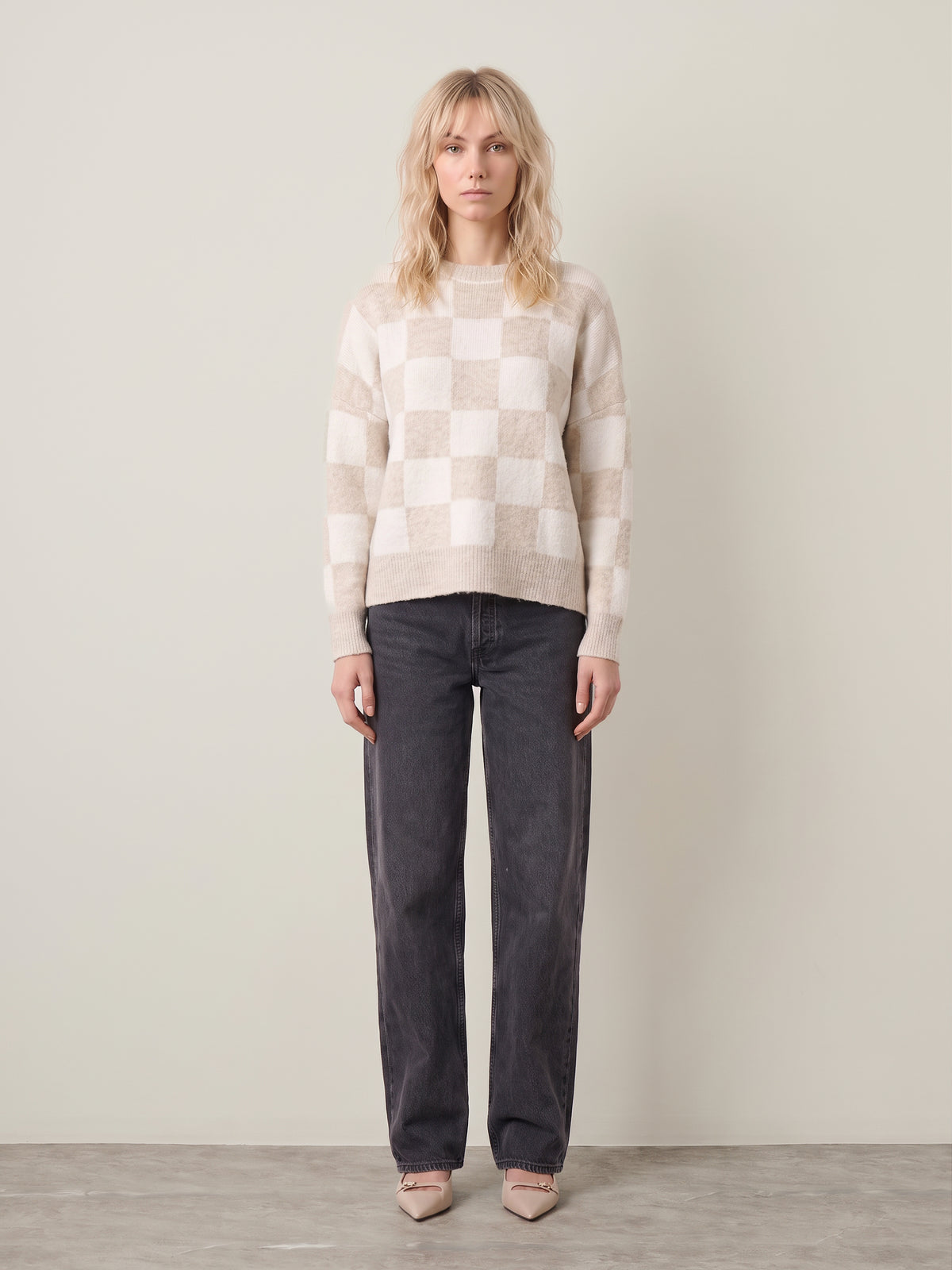 JOHN & JENN - Hugo Check Crewneck Sweater - 