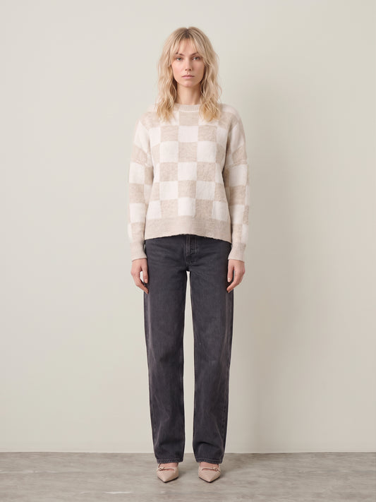 JOHN & JENN - Hugo Check Crewneck Sweater - 