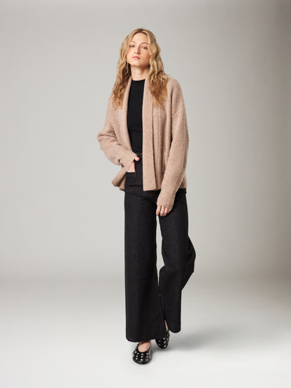 JOHN & JENN - Noah Open Front Cardigan Sweater - Latte