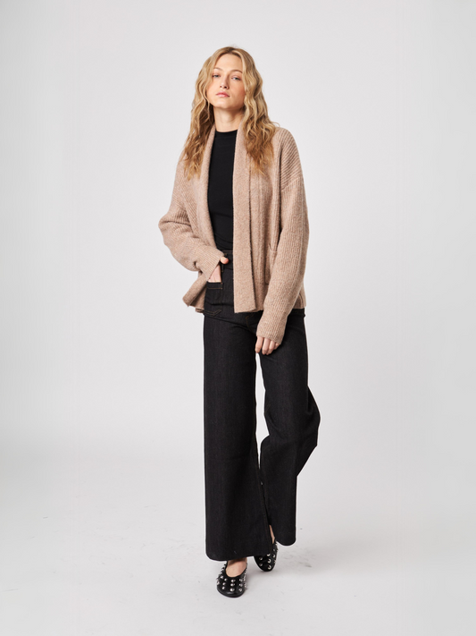 JOHN & JENN - Noah Open Front Cardigan Sweater - Latte