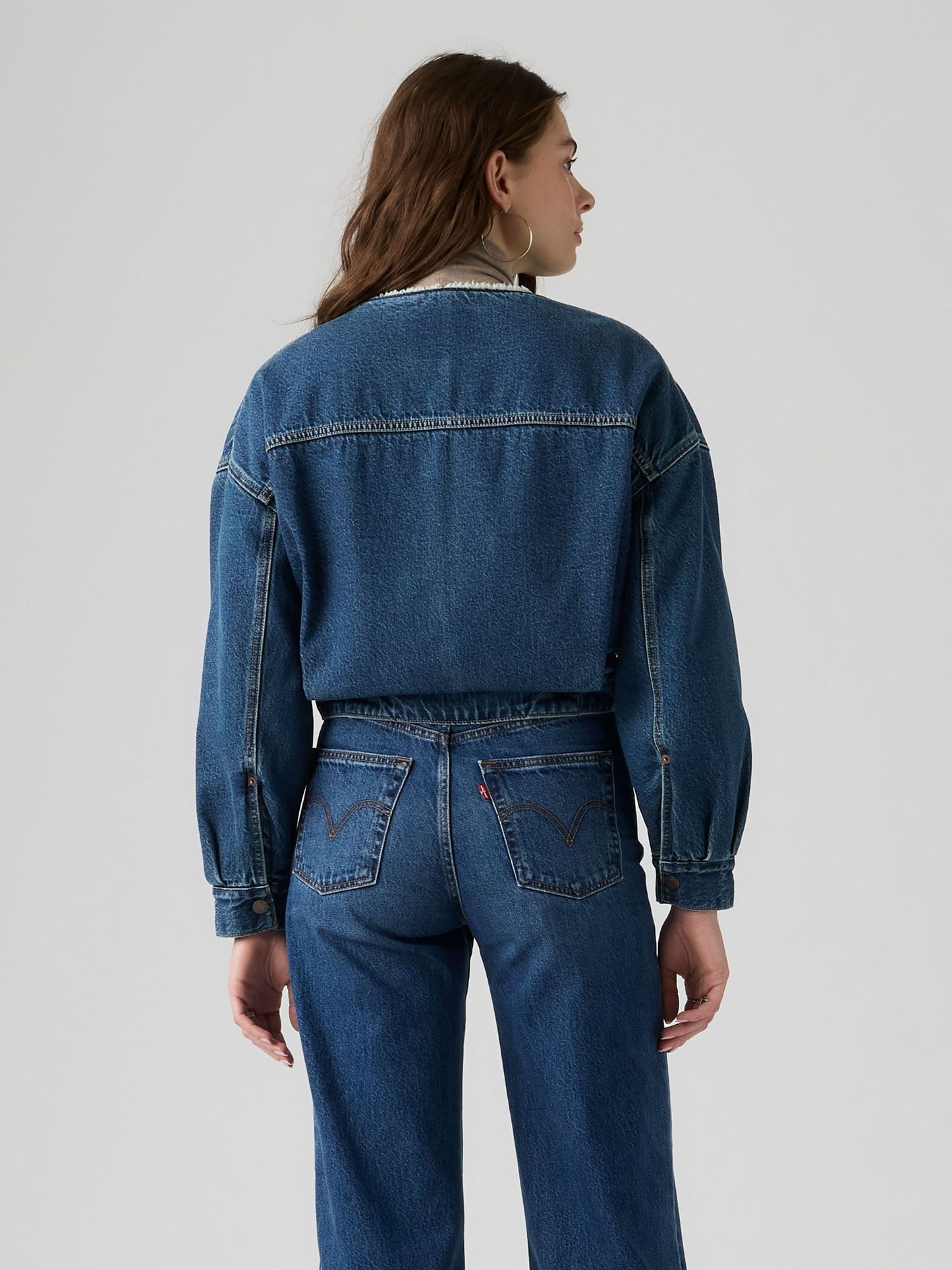LEVI'S - Collarless Cropped Sherpa Trucker Jacket - 