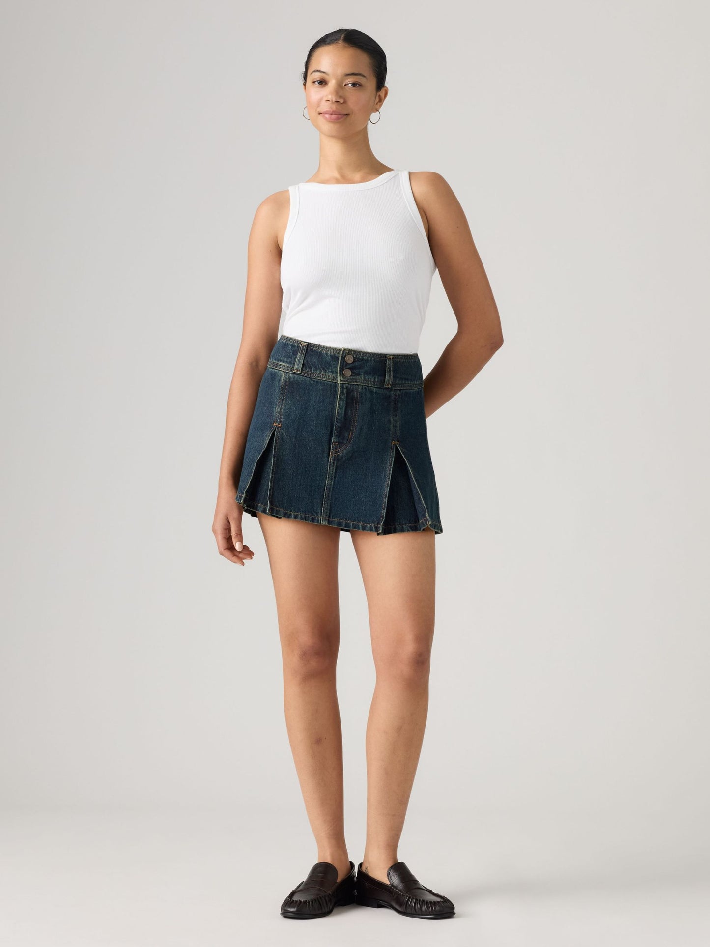 Inverted Mini Pleated Skirt