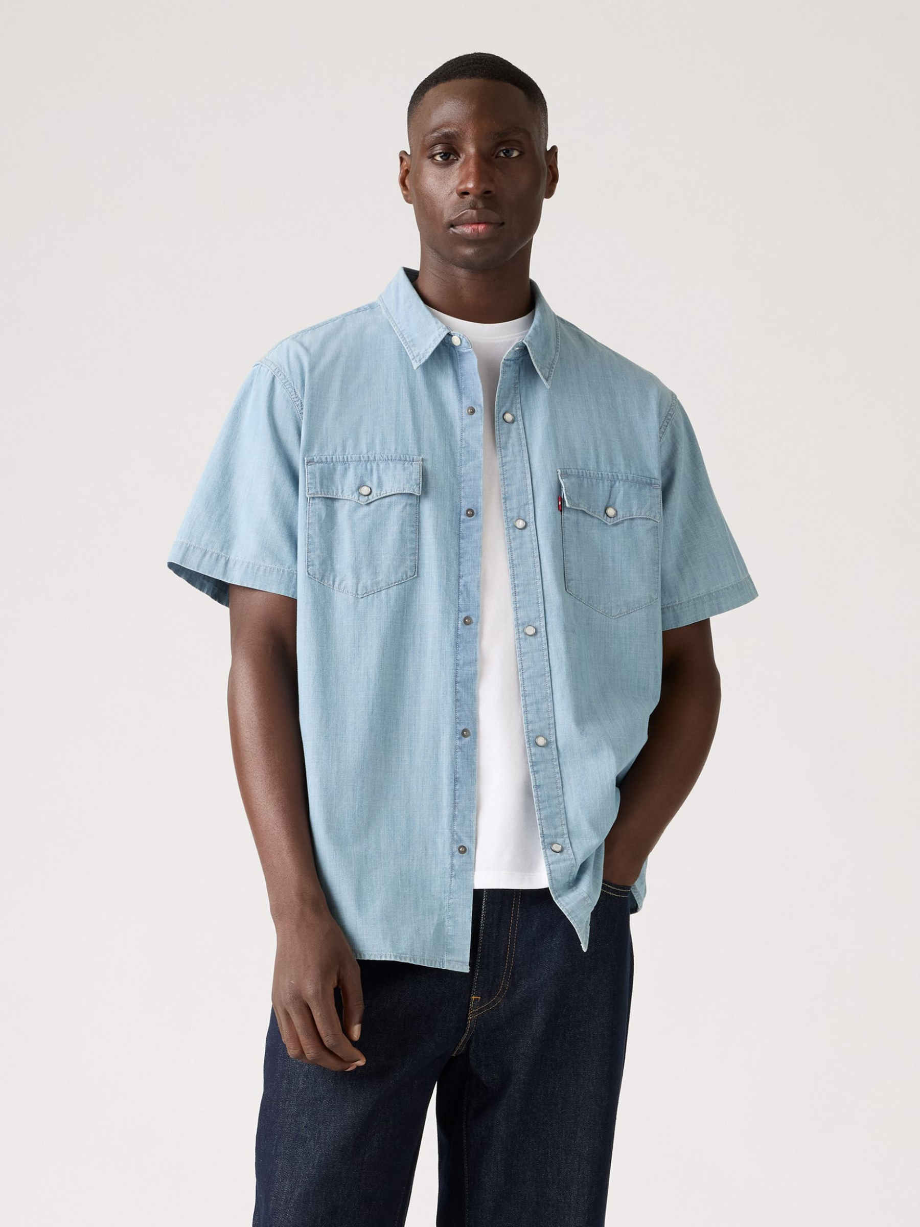 LEVI'S-Short Sleeve Relaxed Western Shirt-New Hyde Chambray