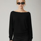 LOVEFINN - Crepe Hachi Boat Neck Top - 