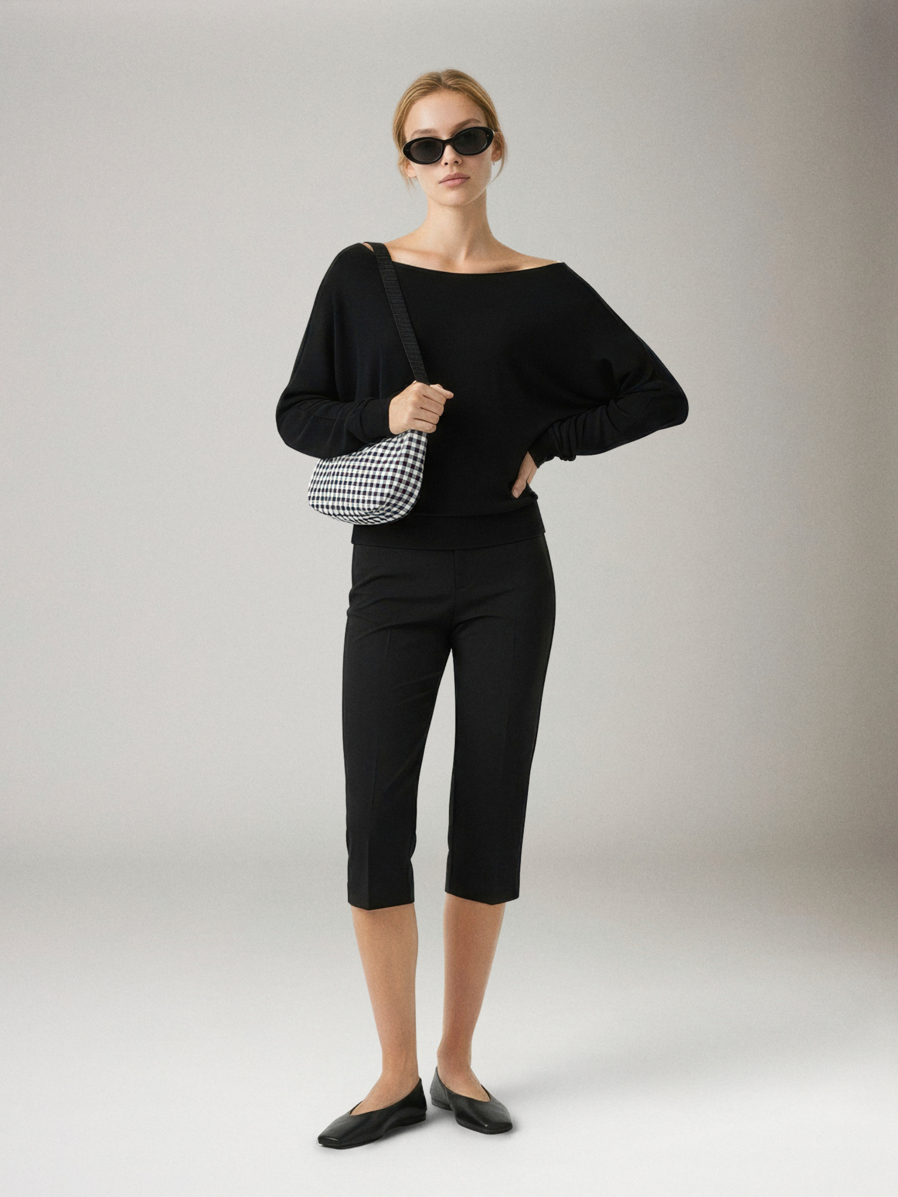 LOVEFINN - Crepe Hachi Boat Neck Top - Black