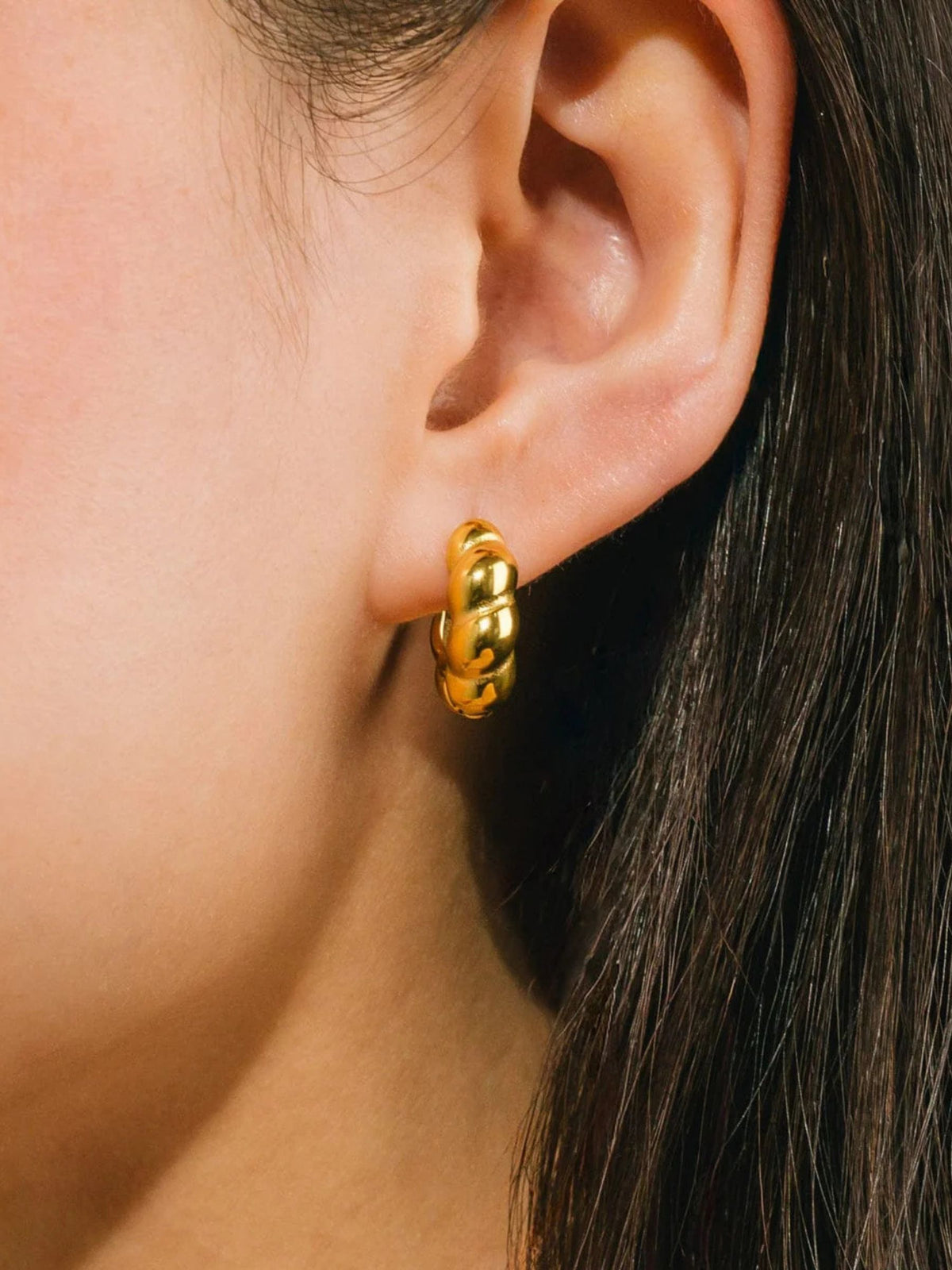 LOVER'S TEMPO - Croissant Puff Waterproof Hoop Earrings - 