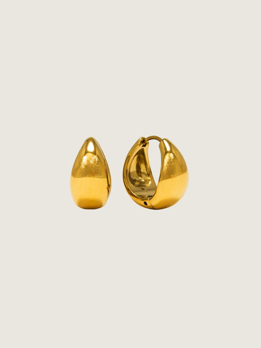 LOVER'S TEMPO - Oval Puff Waterproof Hoop Earrings - Gold