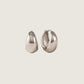 LOVER'S TEMPO - Oval Puff Waterproof Hoop Earrings - Silver