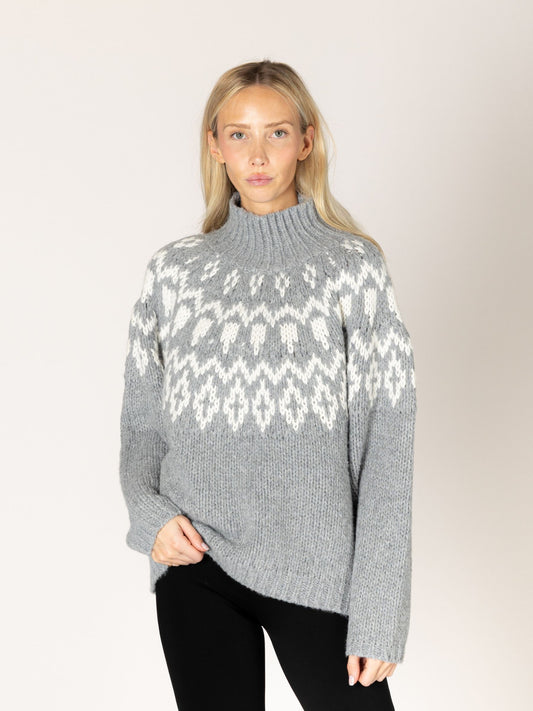 LYLA + LUXE - Aggie Fair Isle Mockneck Sweater - 