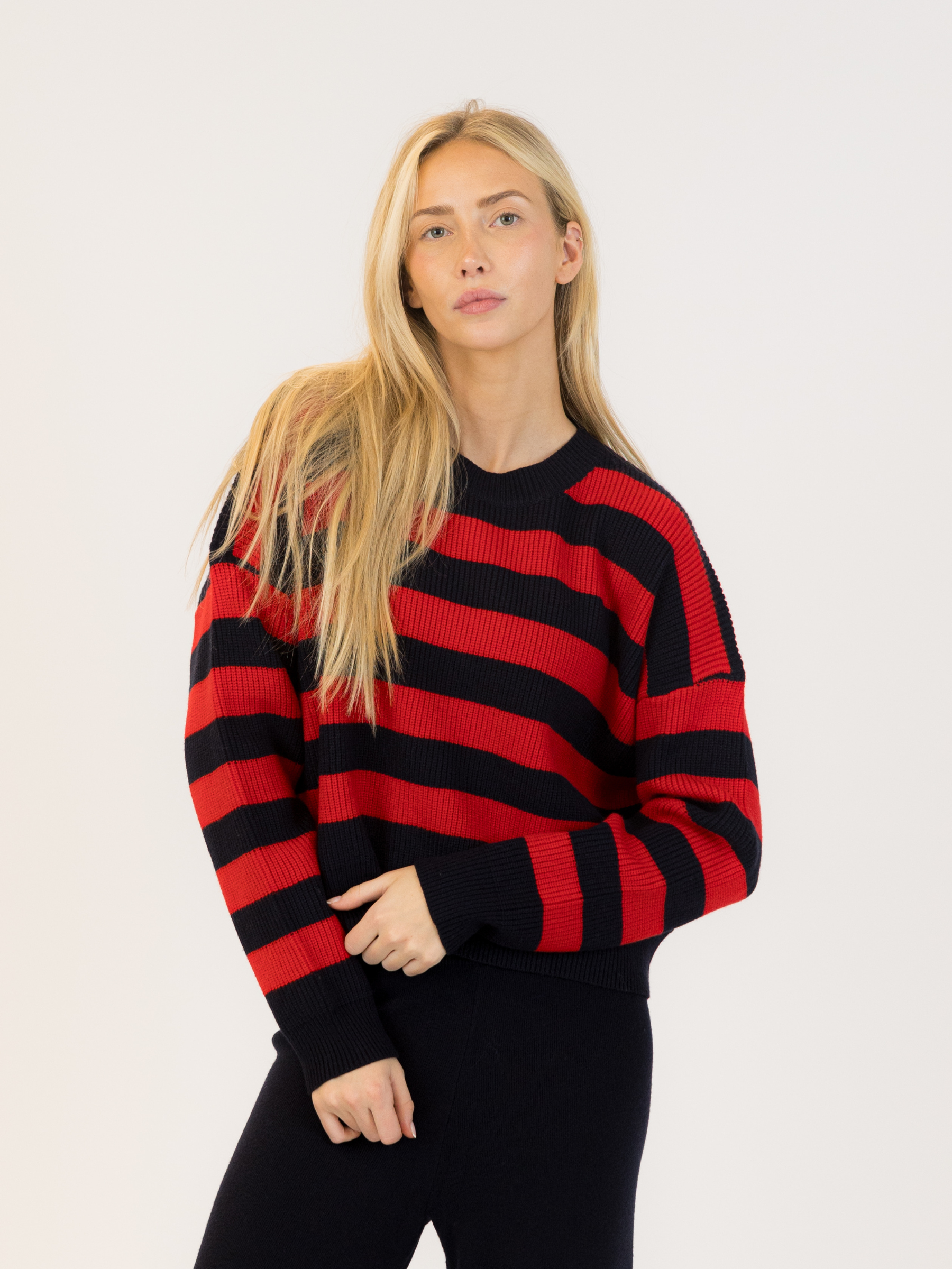 LYLA + LUXE - Bobby Stripe Crewneck Pullover Sweater - 