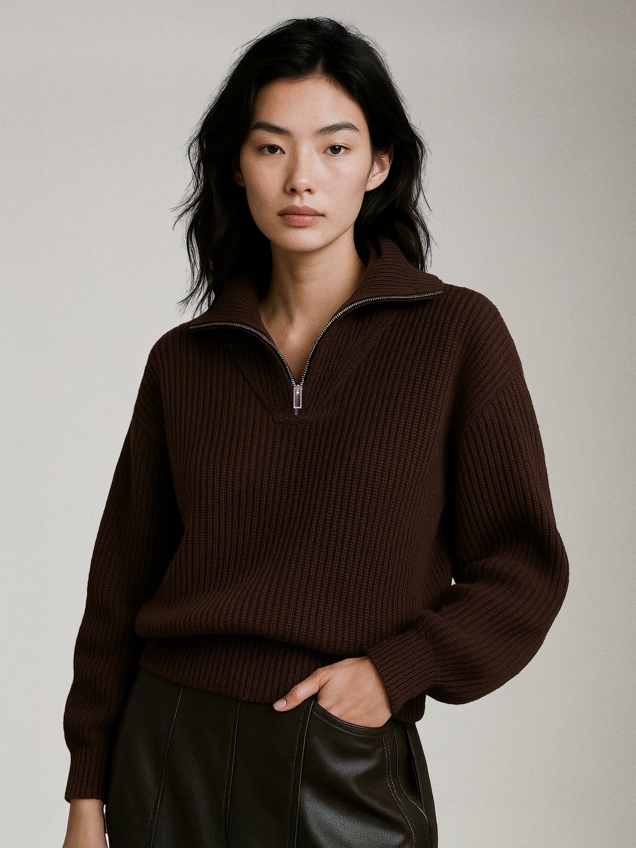 LYLA + LUXE - Chase Quarter Zip Mockneck Sweater - 