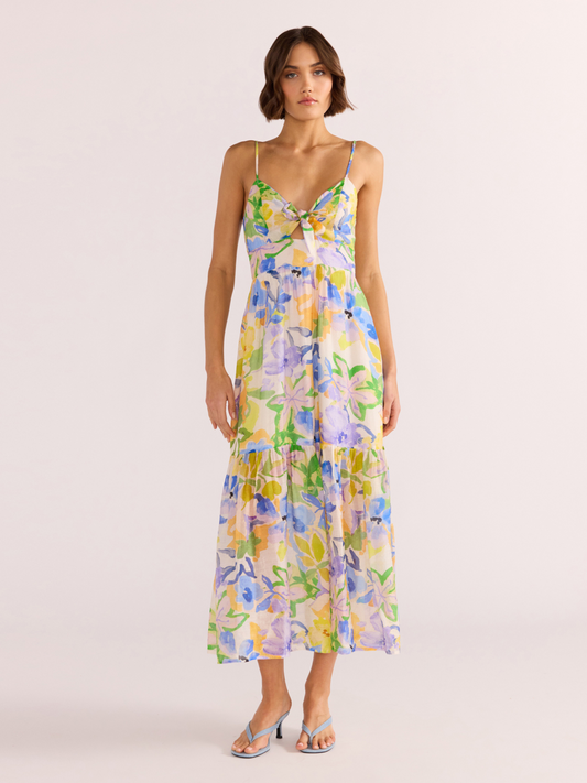 MINKPINK-Fable Tie Midi Dress-Painterly Floral