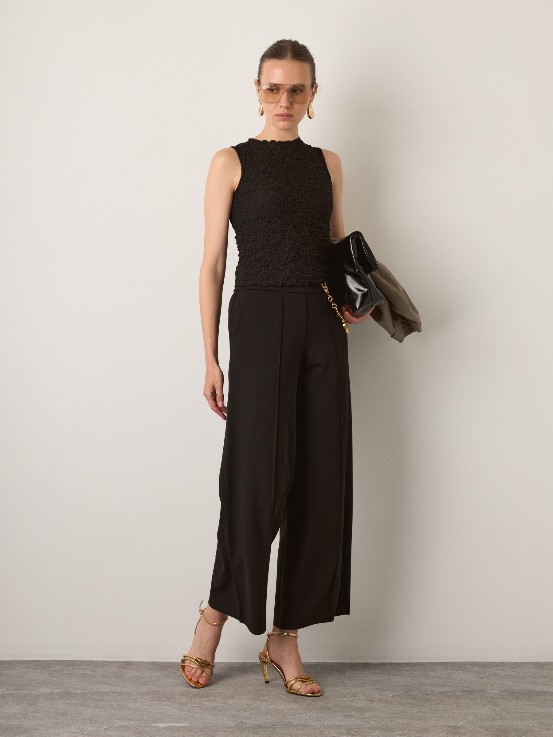 MONK & LOU - Textured Cotton Teya Top - Black