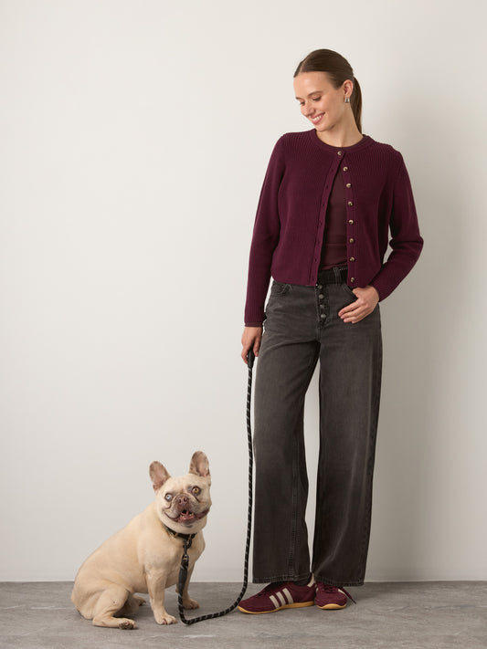 MONK & LOU - Allegra Cropped Cardigan - Mocha Berry