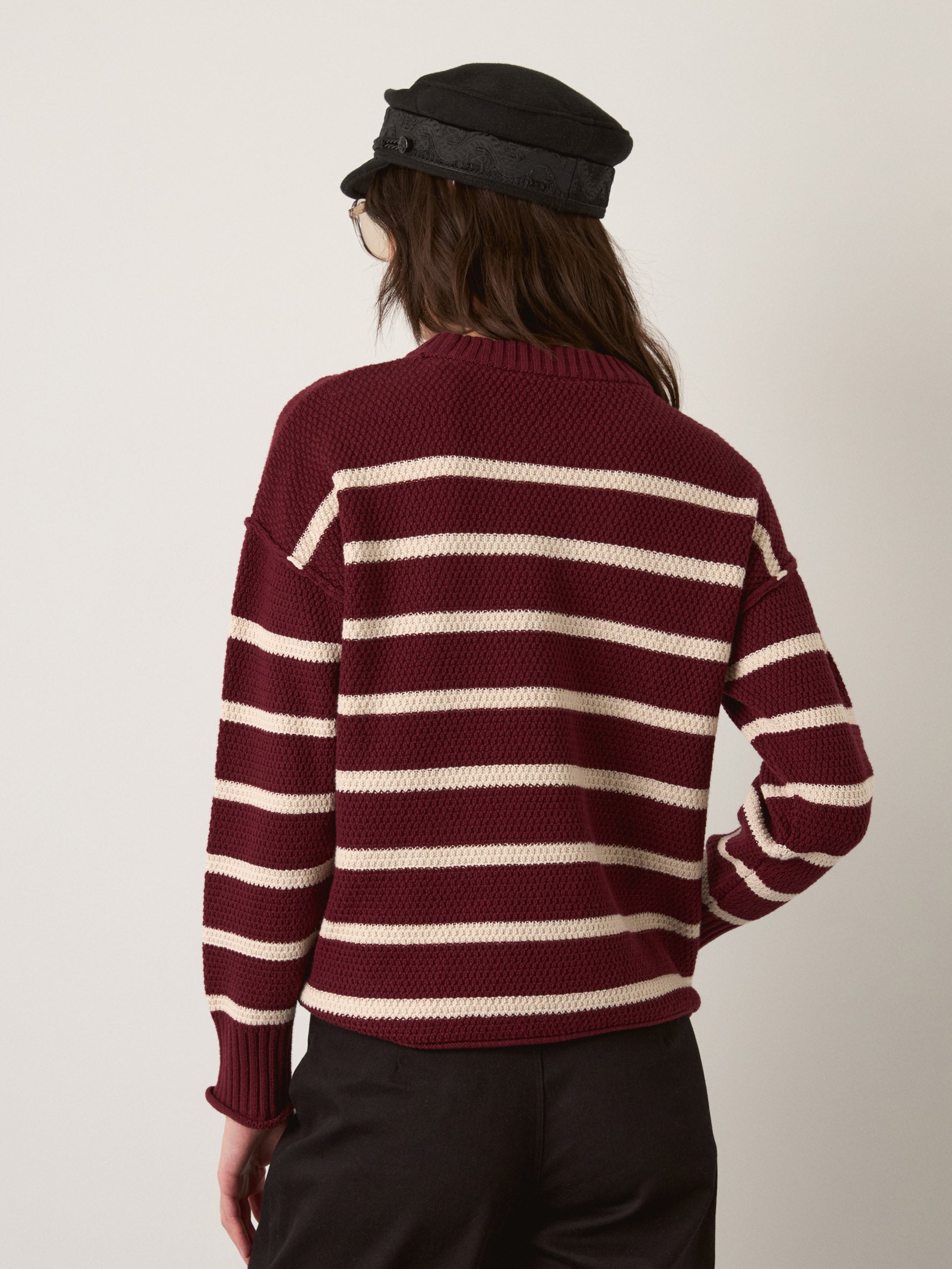MONK & LOU - Anita Crewneck Stripe Pullover Sweater - 